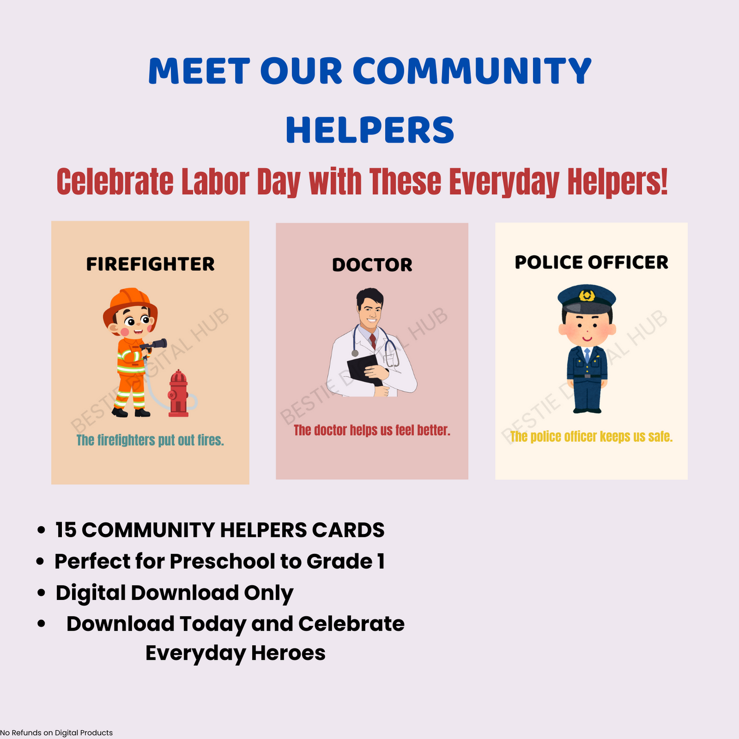 Community Helpers Flashcards (For PreK to Grade 1) Printable | Digital Download